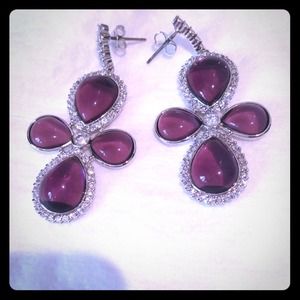 Iranian silver plated purple earrings brand new,