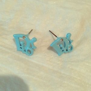 Dior blue crystal studded earrings
