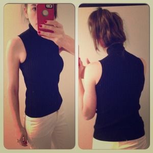 Black ribbed turtleneck tank