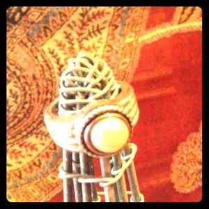 Pearl Sterling Silver Ring Sz 6
