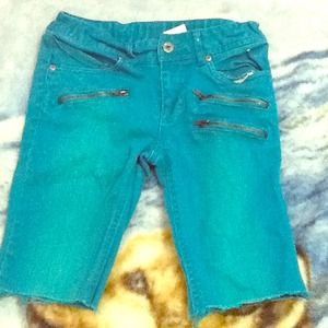 Teal denim Mid thigh skinny fit shorts