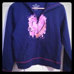 NWOT blue hooded zip up sweatshirt. Kids XL 14/16