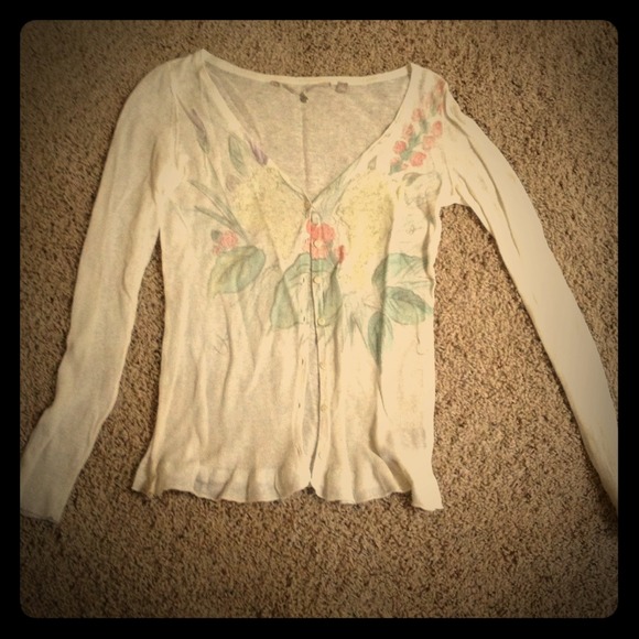 *Price reduced*Anthropologie sheer floral cardigan