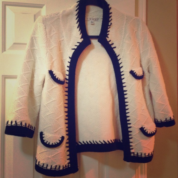 CAbi white & black sweater