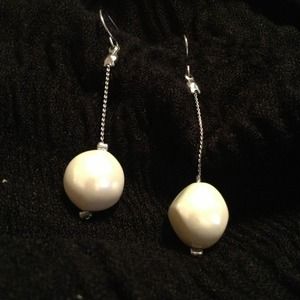 Faux pearl drop earrings.