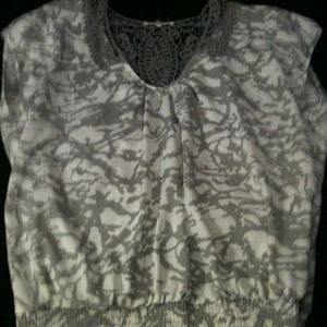 Gray and white blouse