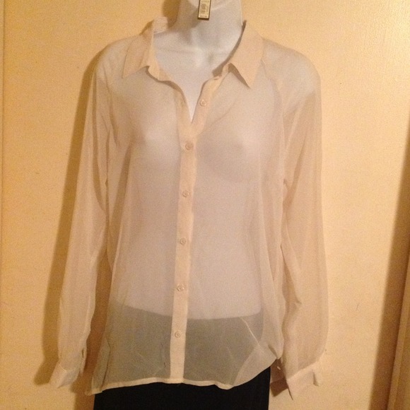 Sheer Hi Low Blouse with Lace Insert