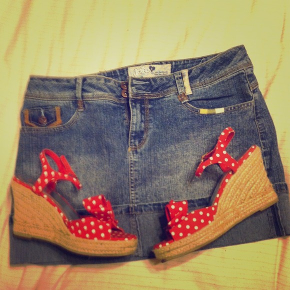 BUNDLED Red and white polka dot with bows