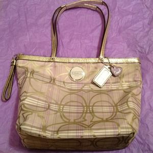 ❌SOLD❌ COACH Signature Stripe Tartan Plaid Tote