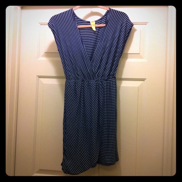 Bee stitched striped dress & animal print dress