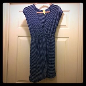 Bee stitched striped dress & animal print dress