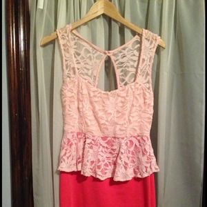 Lace cap-sleeve dress (boutique)