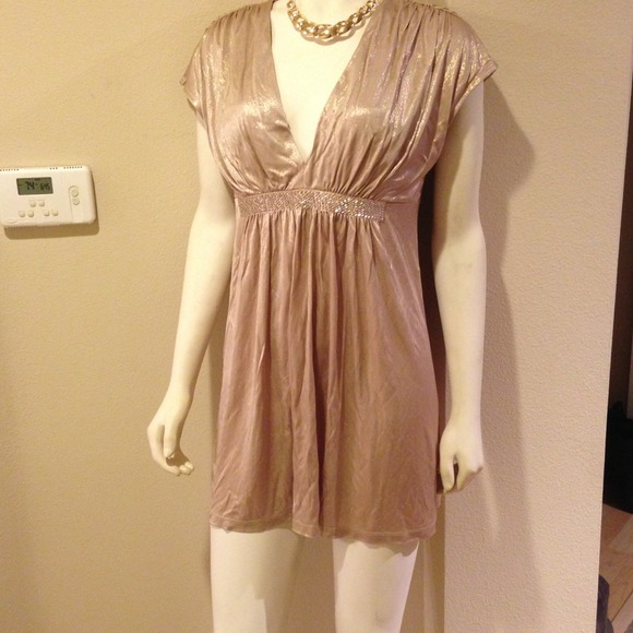 Sexy gold dress with beads