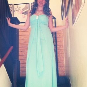 Aqua-blue prom dress. Only worn once. Size 7/8