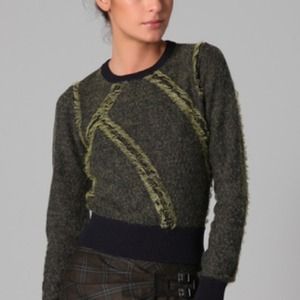 L.A.M.B. Sweaters - L.A.M.B. Clip Knit Crew Neck Sweater navy/lime L.A.M.B. Sweaters - L.A.M.B. Clip Knit Crew Neck Sweater navy/lime