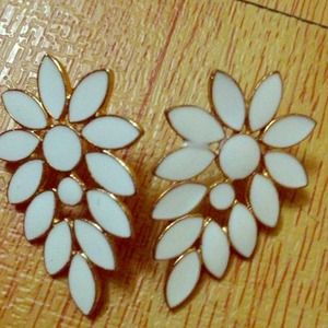 White with gold trimming earrings