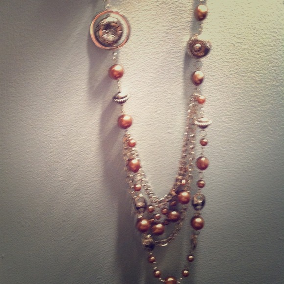 Ribbon necklace set brown - Picture 1 of 1