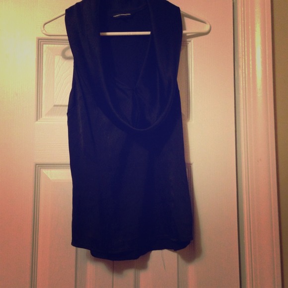 Black Drap Neck Satin Top