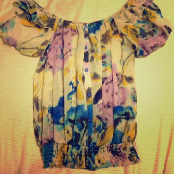 TRADED off the shoulder floral top