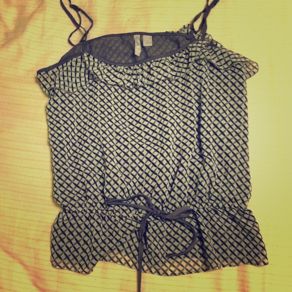 TRADED Grey and white strappy tank