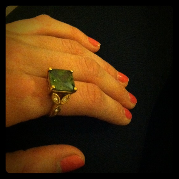 Vintage inspired emerald cocktail ring