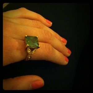 Vintage inspired emerald cocktail ring