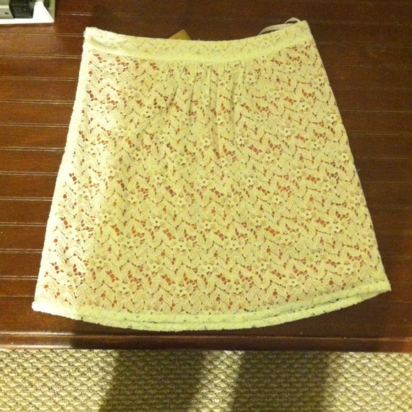 NWT Coral Skirt with Lace Overlay