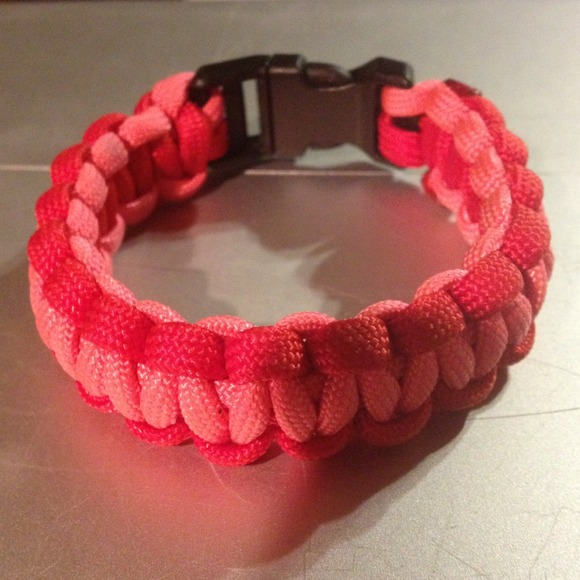 Pink and red para cord bracelet.