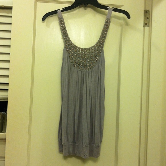 Pale Purple Tank Top with Pearl Detail.