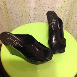 Black Patent Wedges