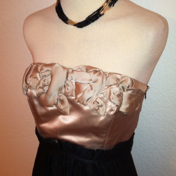 *BCBG* Sz 6 S/M strapless dress taupe black - Picture 2 of 4
