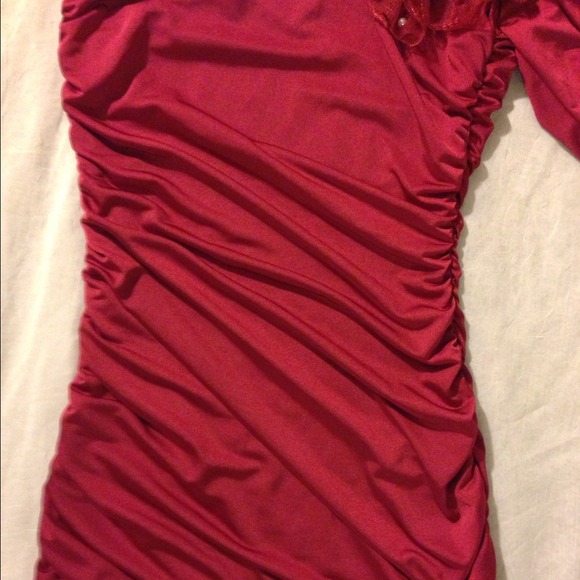 Sexy Red One Shoulder Mini Dress - Picture 4 of 4