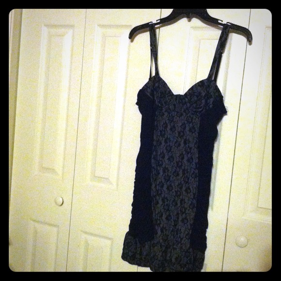 Floral grey and black dress