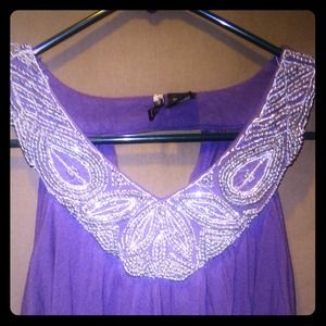 Purple Cutout Tank w/ Beaded Neck Line