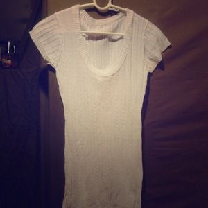 White Long Deep Scoop Sweater