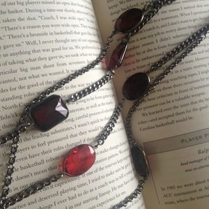 Pewter and ruby necklace