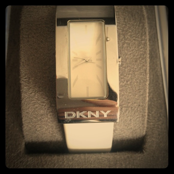 Silver face watch