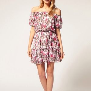 Never worn Exclusive Floral Print Gypsy Mini Dress