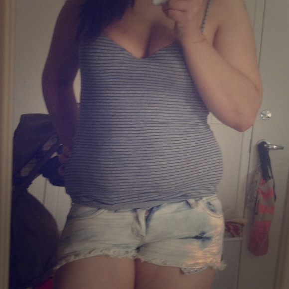 Bundle Jean shorts & Striped bra top