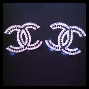 Chanel inspired black & white earrings