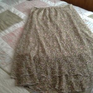 Beautiful skirt green, peach, cream, and brown