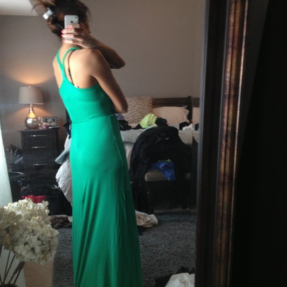 Emerald green long maxi w rope tie and race back - Picture 2 of 3