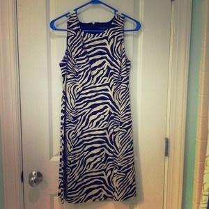 Zebra-striped dress from Banana Republic.