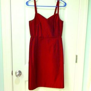 Red iridescent party dress.