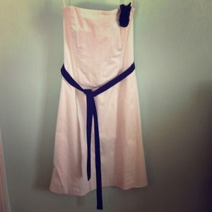 White House Black Market white strapless dress.