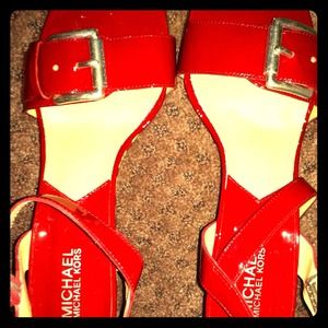 Michael Kors red hot patent espadrilles
