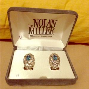 Nolan Miller Simulated Diamonds Blue topaz clip on