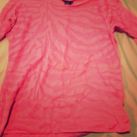 TRADED!!See through neon pink zebra stripped shirt