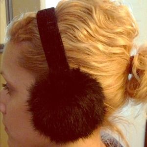 Rabbit fur ear muffs in black