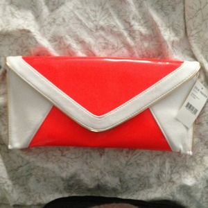White and orange Steve Madden clutch